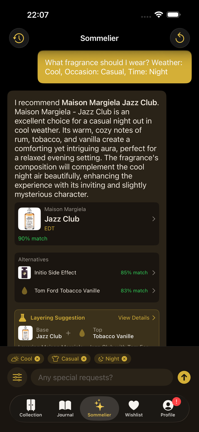 The Sommelier recommending Jazz Club for a casual cool evening with 90% match confidence